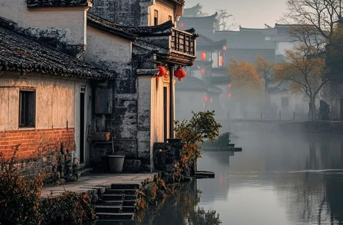 Sương sớm bảng lảng trên mặt nước, đánh thức vẻ đẹp cổ kính của miền quê Trung Hoa - Otrip.vn